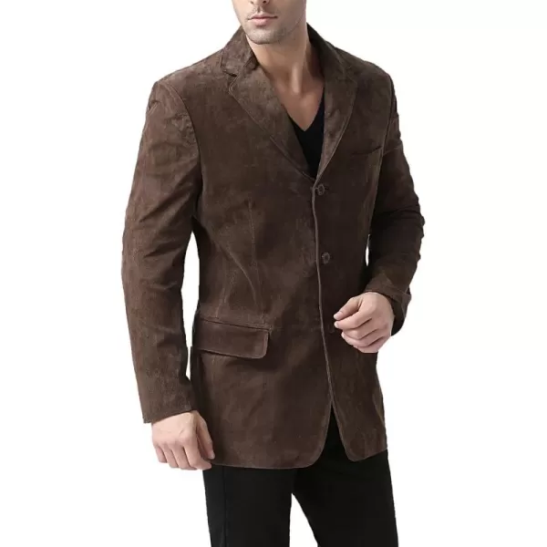 BGSD Men Robert 3Button Suede Leather Blazer Sport Coat Jacket Also available in Big and Tall and ShortBrown