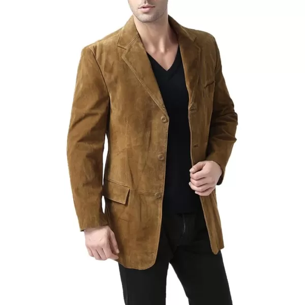 BGSD Men Robert 3Button Suede Leather Blazer Sport Coat Jacket Also available in Big and Tall and ShortTobacco