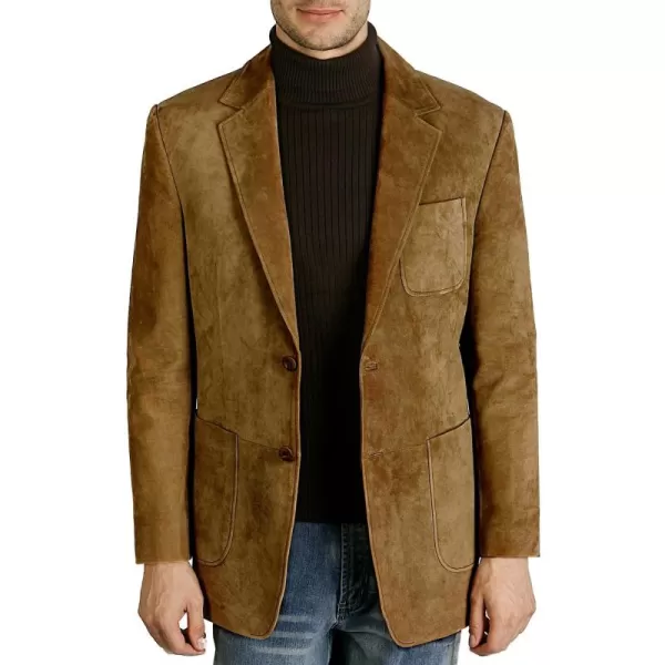 BGSD Men Steve 2Button Suede Leather Blazer Sport Coat Jacket Also available in Big and Tall and ShortCinnamon