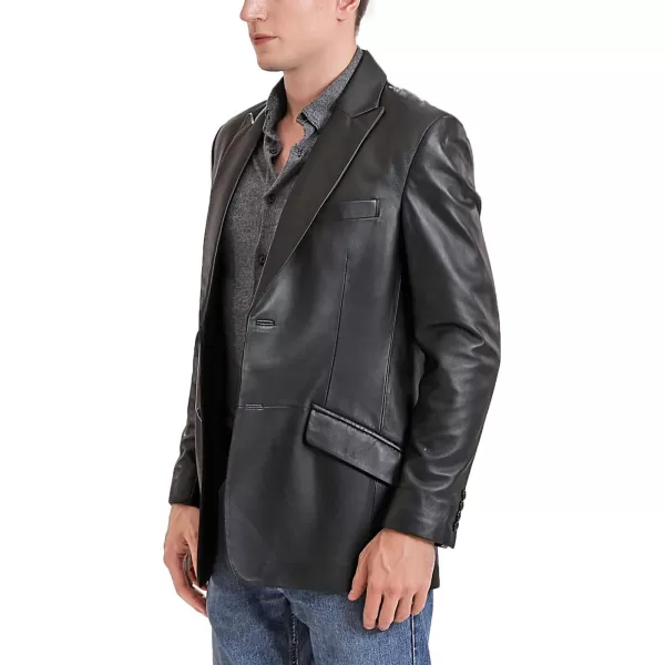 BGSD Men Ben 2Button Lambskin Leather Blazer Sport Coat Jacket Also available in Big and Tall and ShortBlack