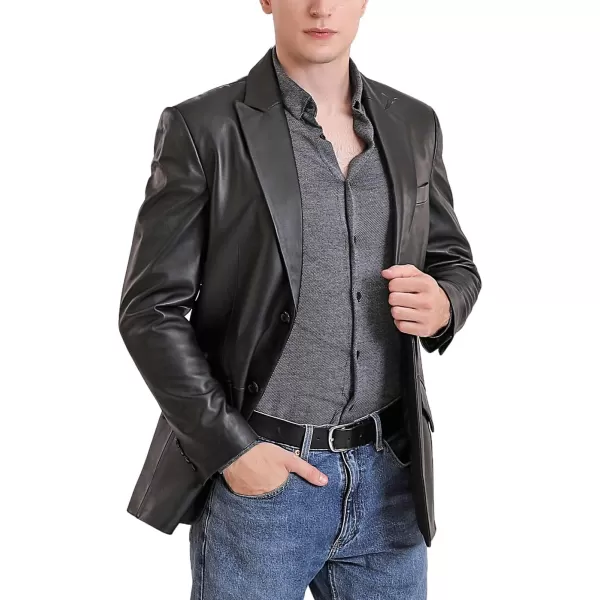 BGSD Men Ben 2Button Lambskin Leather Blazer Sport Coat Jacket Also available in Big and Tall and ShortBlack