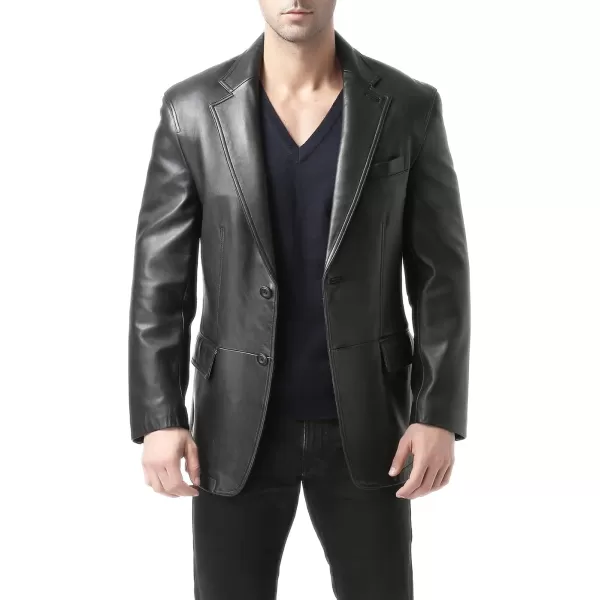 BGSD Men Grant 2Button Leather Blazer Sport Coat Jacket Also available in Big and Tall and ShortBlack