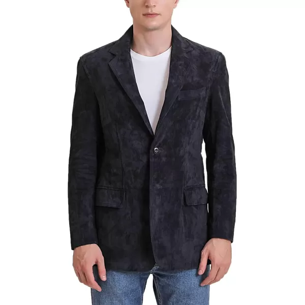 BGSD Men Grant 2Button Leather Blazer Sport Coat Jacket Also available in Big and Tall and ShortSuede Black