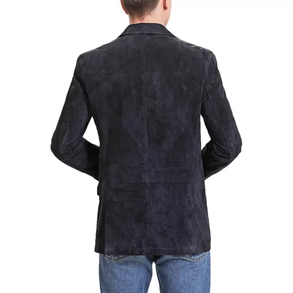 BGSD Men Grant 2Button Leather Blazer Sport Coat Jacket Also available in Big and Tall and ShortSuede Black