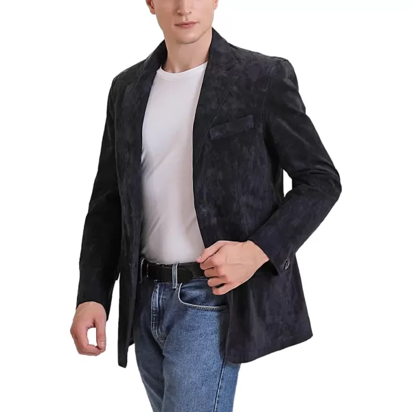 BGSD Men Grant 2Button Leather Blazer Sport Coat Jacket Also available in Big and Tall and ShortSuede Black