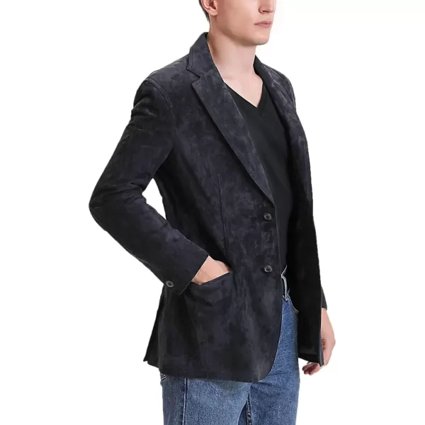 BGSD Men Grant 2Button Leather Blazer Sport Coat Jacket Also available in Big and Tall and ShortSuede Navy