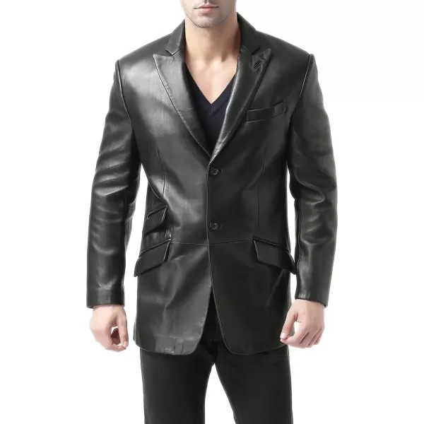 BGSD Men Hugh 2Button Lambskin Leather Blazer Sport Coat Jacket Also available in Big and Tall and ShortBlack