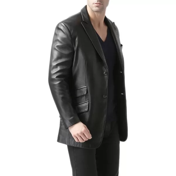 BGSD Men Hugh 2Button Lambskin Leather Blazer Sport Coat Jacket Also available in Big and Tall and ShortBlack