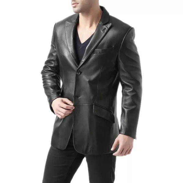 BGSD Men Hugh 2Button Lambskin Leather Blazer Sport Coat Jacket Also available in Big and Tall and ShortBlack