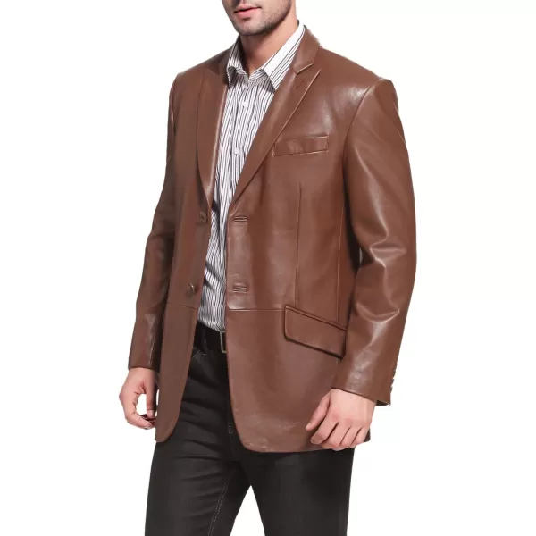 BGSD Men Hugh 2Button Lambskin Leather Blazer Sport Coat Jacket Also available in Big and Tall and ShortCognac