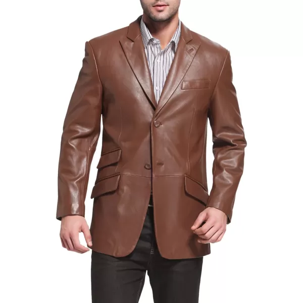 BGSD Men Hugh 2Button Lambskin Leather Blazer Sport Coat Jacket Also available in Big and Tall and ShortCognac