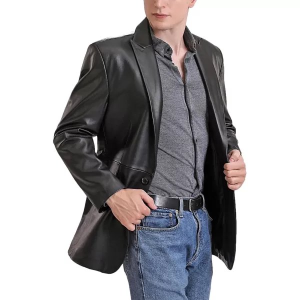 BGSD Men Judd 1Button Lambskin Leather Blazer Sport Coat Jacket Also available in Big and Tall and ShortBlack