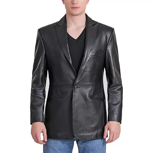 BGSD Men Judd 1Button Lambskin Leather Blazer Sport Coat Jacket Also available in Big and Tall and ShortBlack