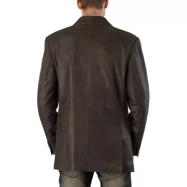 BGSD Men Mark 3Button Distressed Cowhide Leather Blazer Sport Coat JacketDistressed Brown