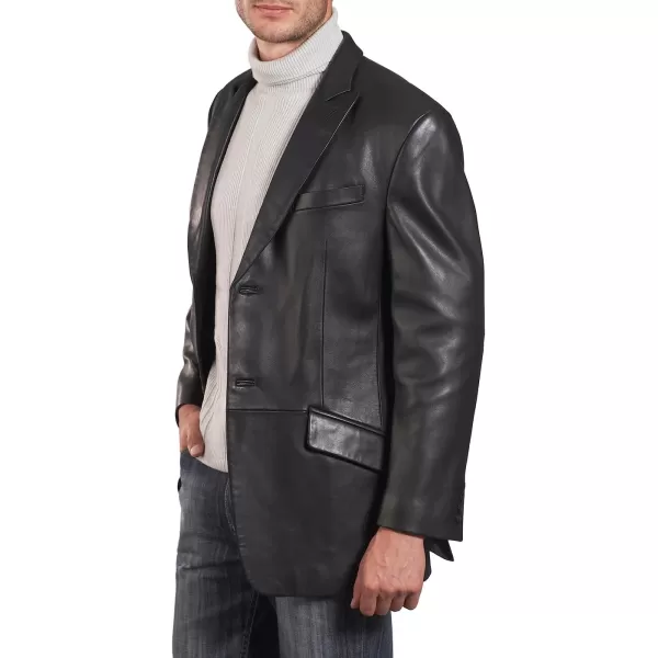 BGSD Men Noah 2Button Lambskin Leather Blazer Sport Coat Jacket Also available in Big and Tall and ShortBlack