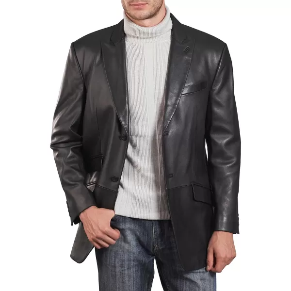 BGSD Men Noah 2Button Lambskin Leather Blazer Sport Coat Jacket Also available in Big and Tall and ShortBlack