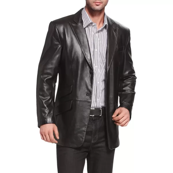 BGSD Men Noah 2Button Lambskin Leather Blazer Sport Coat Jacket Also available in Big and Tall and ShortBlack