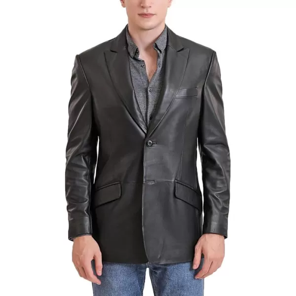 BGSD Men Ben 2Button Lambskin Leather Blazer Sport Coat Jacket Also available in Big and Tall and ShortBlack