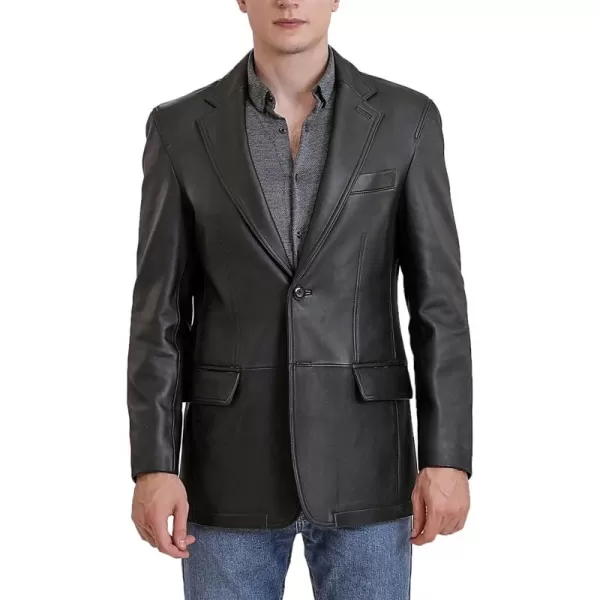 BGSD Men Grant 2Button Leather Blazer Sport Coat Jacket Also available in Big and Tall and ShortBlack