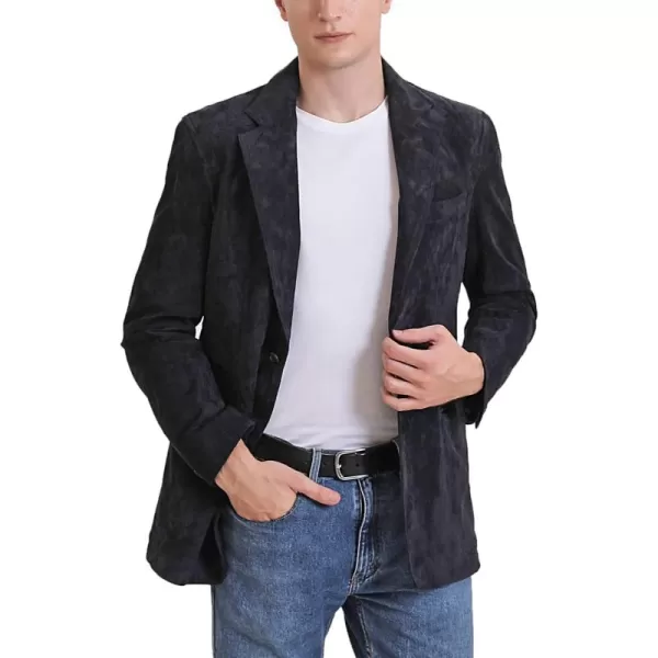 BGSD Men Grant 2Button Leather Blazer Sport Coat Jacket Also available in Big and Tall and ShortSuede Black