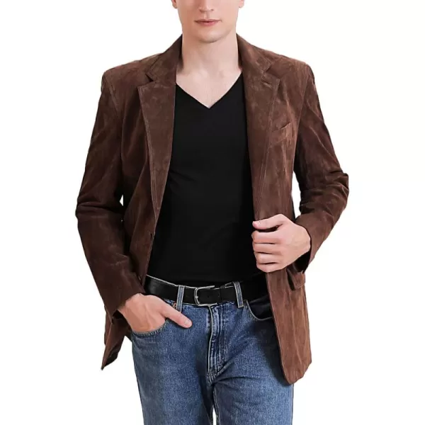 BGSD Men Grant 2Button Leather Blazer Sport Coat Jacket Also available in Big and Tall and ShortSuede Brown