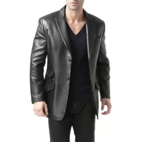 BGSD Men Hugh 2Button Lambskin Leather Blazer Sport Coat Jacket Also available in Big and Tall and ShortBlack