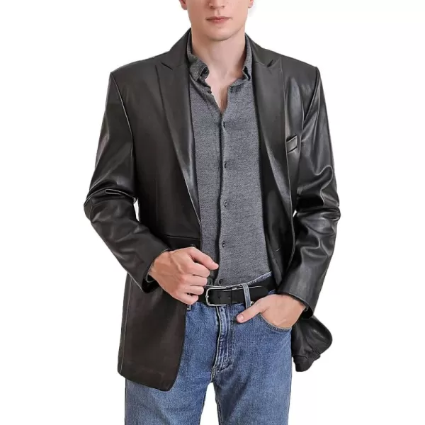 BGSD Men Judd 1Button Lambskin Leather Blazer Sport Coat Jacket Also available in Big and Tall and ShortBlack