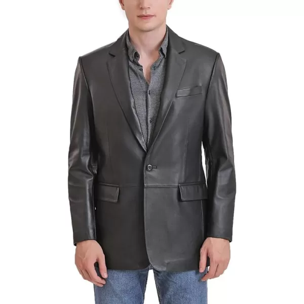 BGSD Men Nicholas 1Button Lambskin Leather Blazer Sport Coat Jacket Also available in Big and Tall and ShortBlack