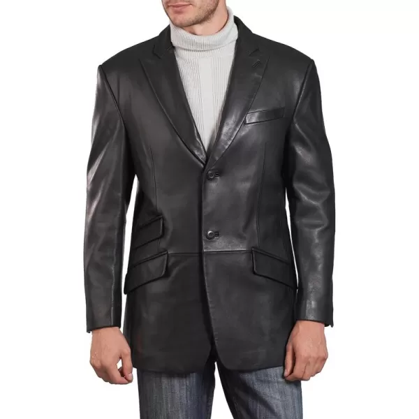 BGSD Men Noah 2Button Lambskin Leather Blazer Sport Coat Jacket Also available in Big and Tall and ShortBlack