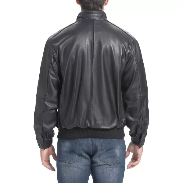 BGSD Men City Lambskin Leather Bomber Jacket Also available in Big and TallBlack