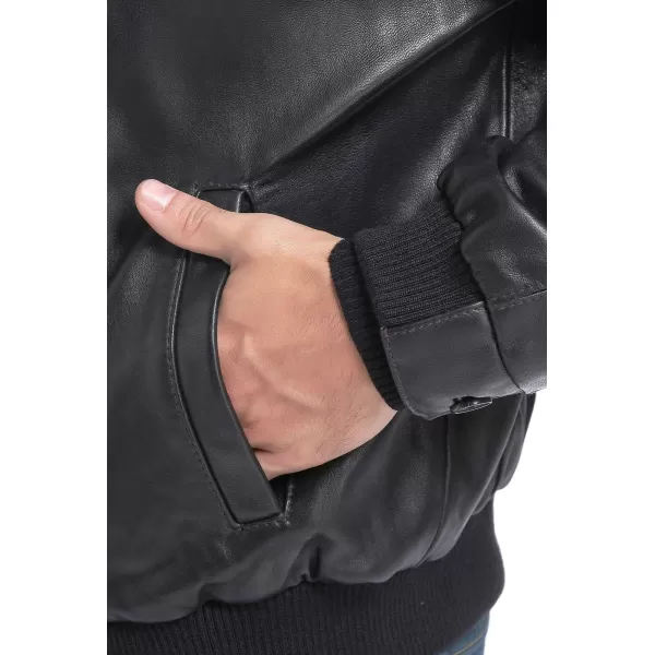 BGSD Men City Lambskin Leather Bomber Jacket Also available in Big and TallBlack