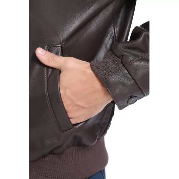 BGSD Men City Lambskin Leather Bomber Jacket Also available in Big and TallChocolate