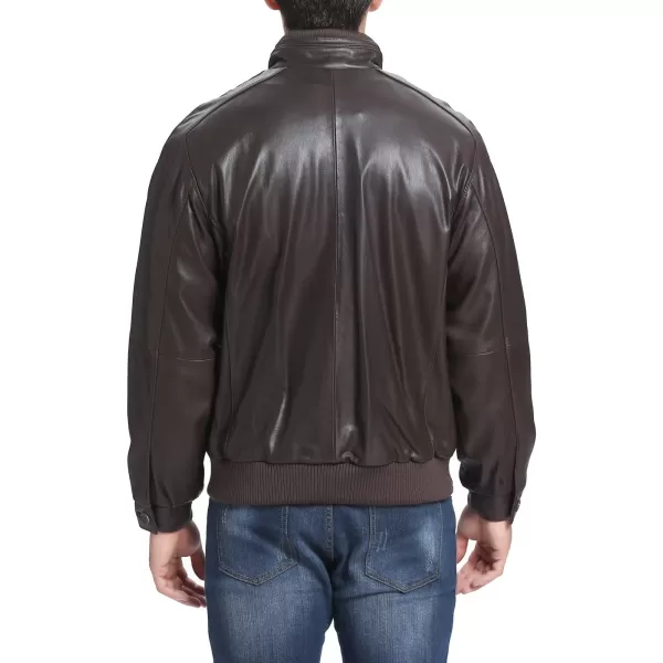 BGSD Men City Lambskin Leather Bomber Jacket Also available in Big and TallChocolate