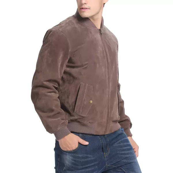 BGSD Men Urban Suede Leather Bomber Jacket Also available in Big and TallBrown