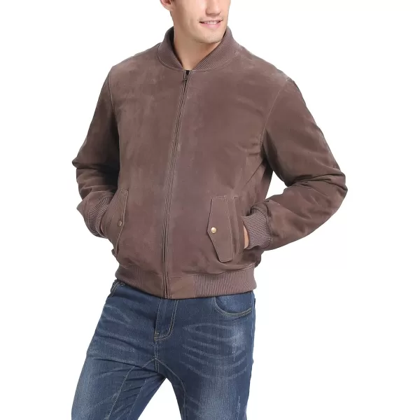 BGSD Men Urban Suede Leather Bomber Jacket Also available in Big and TallBrown