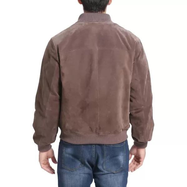 BGSD Men Urban Suede Leather Bomber Jacket Also available in Big and TallBrown