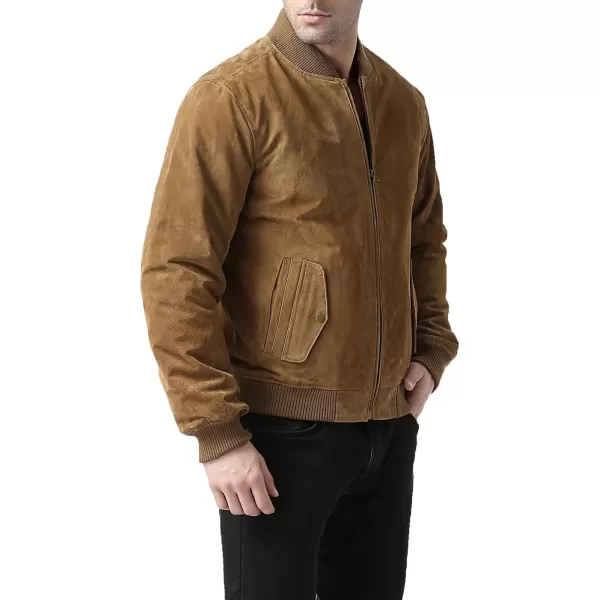 BGSD Men Urban Suede Leather Bomber Jacket Also available in Big and TallCamel