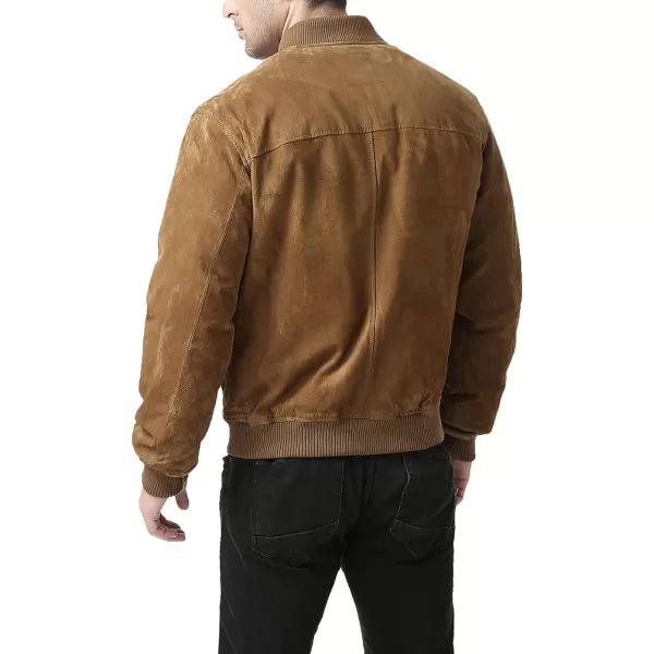 BGSD Men Urban Suede Leather Bomber Jacket Also available in Big and TallCamel