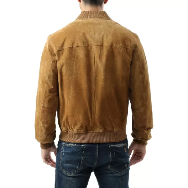 BGSD Men Urban Suede Leather Bomber Jacket Also available in Big and TallCaramel