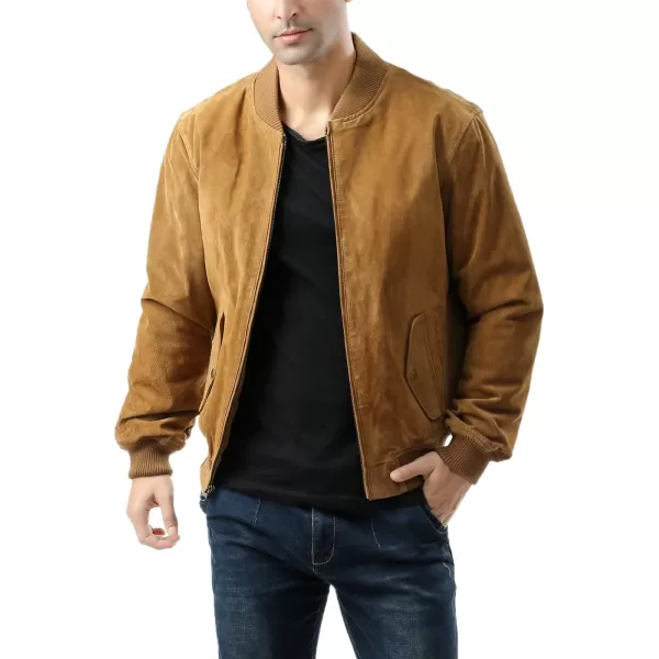 BGSD Men Urban Suede Leather Bomber Jacket Also available in Big and TallCaramel