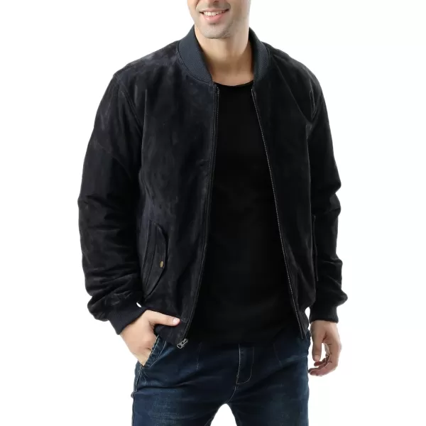 BGSD Men Urban Suede Leather Bomber Jacket Also available in Big and TallNavy