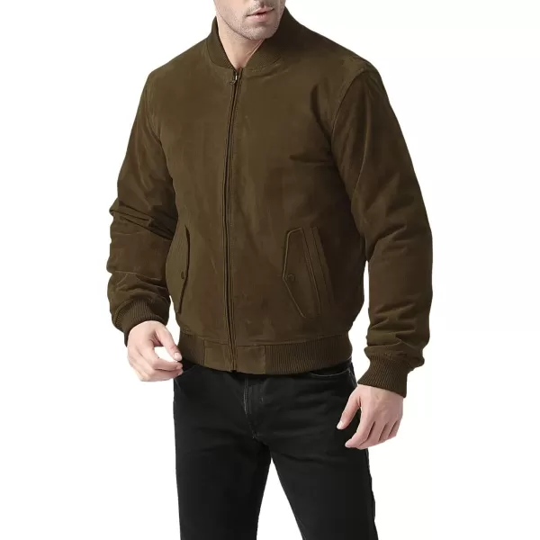 BGSD Men Urban Suede Leather Bomber Jacket Also available in Big and TallTobacco