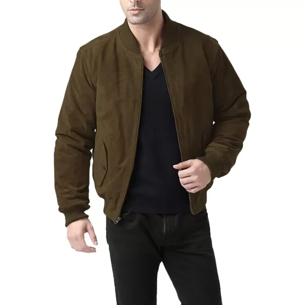 BGSD Men Urban Suede Leather Bomber Jacket Also available in Big and TallTobacco