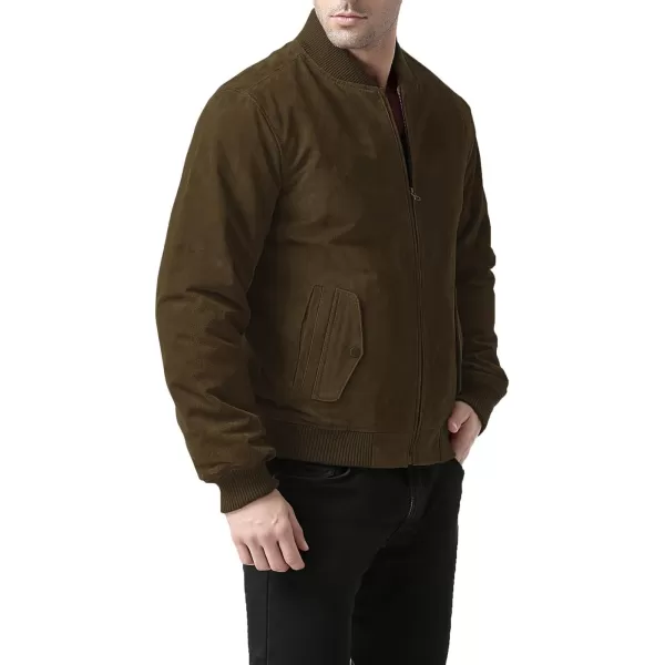 BGSD Men Urban Suede Leather Bomber Jacket Also available in Big and TallTobacco