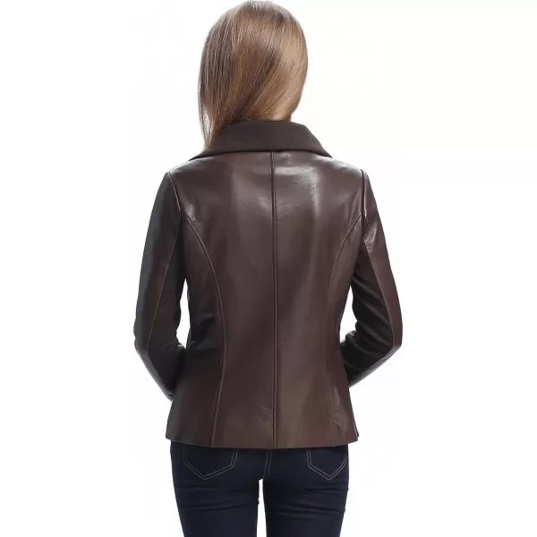 BGSD Women Lily Lambskin Leather Drape Jacket Also available in Plus Size ampamp PetiteChocolate