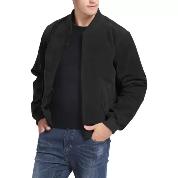 BGSD Men Urban Suede Leather Bomber Jacket Also available in Big and TallBlack