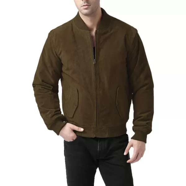 BGSD Men Urban Suede Leather Bomber Jacket Also available in Big and TallTobacco