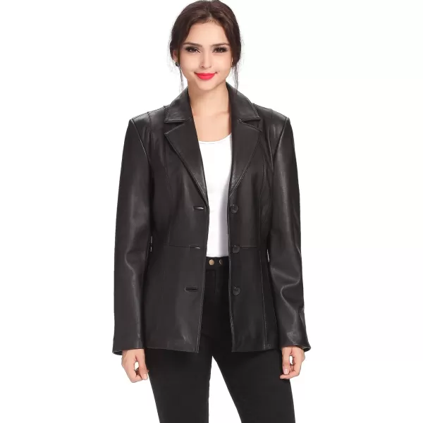 BGSD Women Crystal Lambskin Leather Blazer Jacket Also available in Plus Size ampamp PetiteBlack