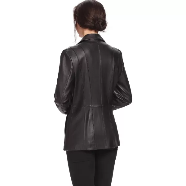 BGSD Women Crystal Lambskin Leather Blazer Jacket Also available in Plus Size ampamp PetiteBlack