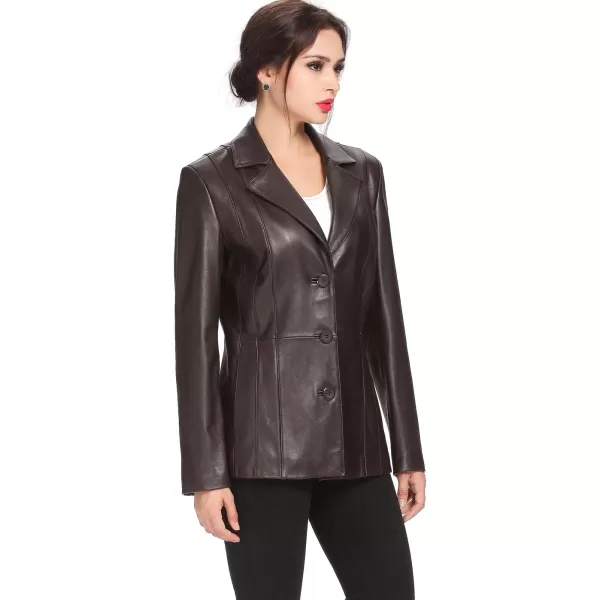 BGSD Women Crystal Lambskin Leather Blazer Jacket Also available in Plus Size ampamp PetiteBrown